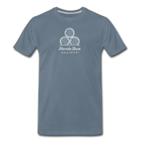 FLORIDA RUM SOCIETY - MEN'S PREMIUM T-SHIRT - WHITE LOGO - steel blue