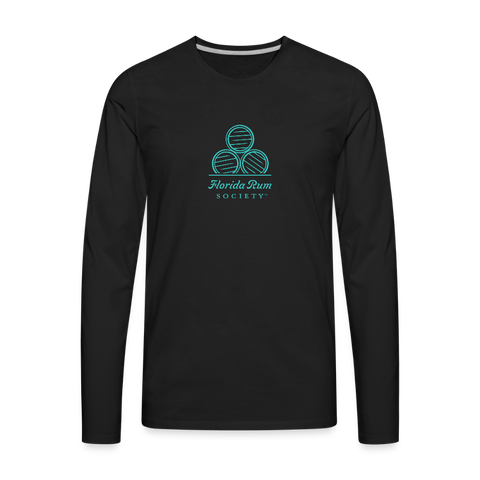 FLORIDA RUM SOCIETY - MEN'S PREMIUM LONG SLEEVE T-SHIRT - TURQUOISE LOGO - black