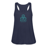 FLORIDA RUM SOCIETY - WOMEN'S FLOWY TANK TOP BY BELLA - TURQUOISE LOGO - navy