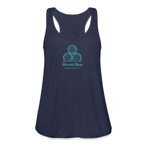 FLORIDA RUM SOCIETY - WOMEN'S FLOWY TANK TOP BY BELLA - TURQUOISE LOGO - navy