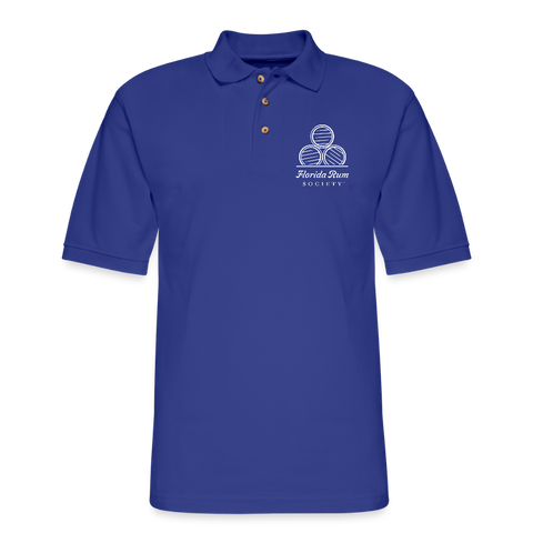 FLORIDA RUM SOCIETY - MEN'S PIQUE POLO SHIRT - WHITE LOGO - royal blue