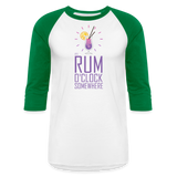It's Rum O'Clock 2020 - Baseball T-Shirt - white/kelly green