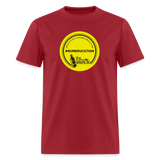 #rumeducation - Unisex Classic T-Shirt - Yellow Logo - dark red