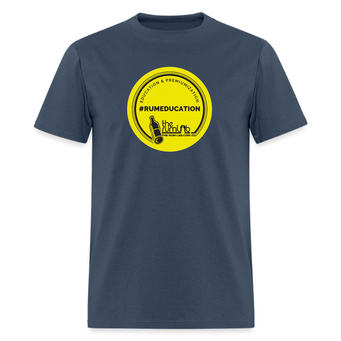 #rumeducation - Unisex Classic T-Shirt - Yellow Logo -  blue dusk