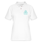 FLORIDA RUM SOCIETY - WOMEN'S PIQUE POLO SHIRT - TURQUOISE LOGO - white
