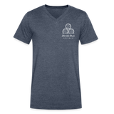FLORIDA RUM SOCIETY - MEN'S V-NECK T-SHIRT - WHITE LOGO - heather navy