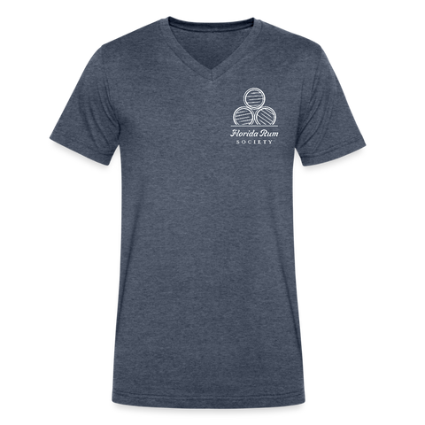 FLORIDA RUM SOCIETY - MEN'S V-NECK T-SHIRT - WHITE LOGO - heather navy