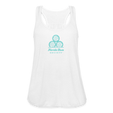 FLORIDA RUM SOCIETY - WOMEN'S FLOWY TANK TOP BY BELLA - TURQUOISE LOGO - white
