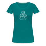 FLORIDA RUM SOCIETY - WOMEN’S PREMIUM T-SHIRT - WHITE LOGO - teal
