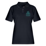 FLORIDA RUM SOCIETY - WOMEN'S PIQUE POLO SHIRT - TURQUOISE LOGO - midnight navy