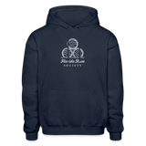 FLORIDA RUM SOCIETY - HEAVY BLEND ADULT HOODIE - WHITE LOGO - navy