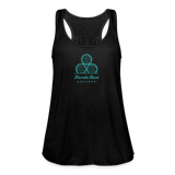 FLORIDA RUM SOCIETY - WOMEN'S FLOWY TANK TOP BY BELLA - TURQUOISE LOGO - black