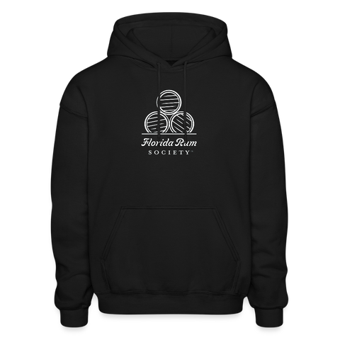 FLORIDA RUM SOCIETY - HEAVY BLEND ADULT HOODIE - WHITE LOGO - black