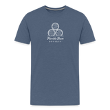 FLORIDA RUM SOCIETY - MEN'S PREMIUM T-SHIRT - WHITE LOGO - heather blue