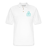 FLORIDA RUM SOCIETY - MEN'S PIQUE POLO SHIRT - TURQUOISE LOGO - white