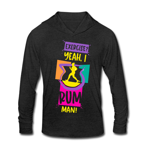 Exercise? Yeah, I Rum Man!  - Unisex Tri-Blend Hoodie Shirt - heather black