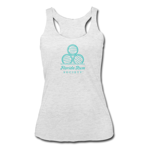 FLORIDA RUM SOCIETY - Women’s Tri-Blend Racerback Tank - Turquoise Logo - heather white