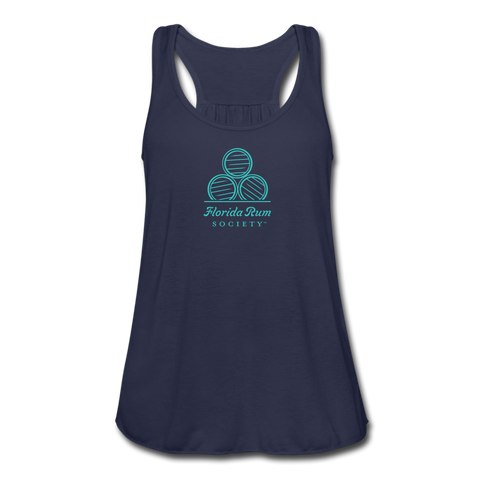 FLORIDA RUM SOCIETY - WOMEN'S FLOWY TANK TOP BY BELLA - TURQUOISE LOGO - navy