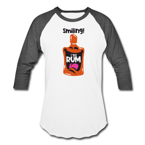 Smiling I got Rum 2020 - Baseball T-Shirt - white/charcoal
