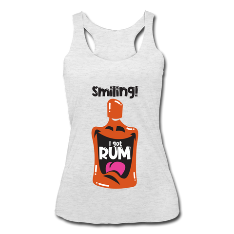 Smiling I got Rum 2020 - Women’s Tri-Blend Racerback Tank - heather white